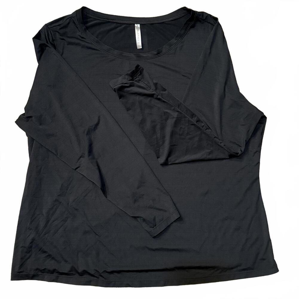 Fabletics long-sleeve‎ performance tee, black – 2X
